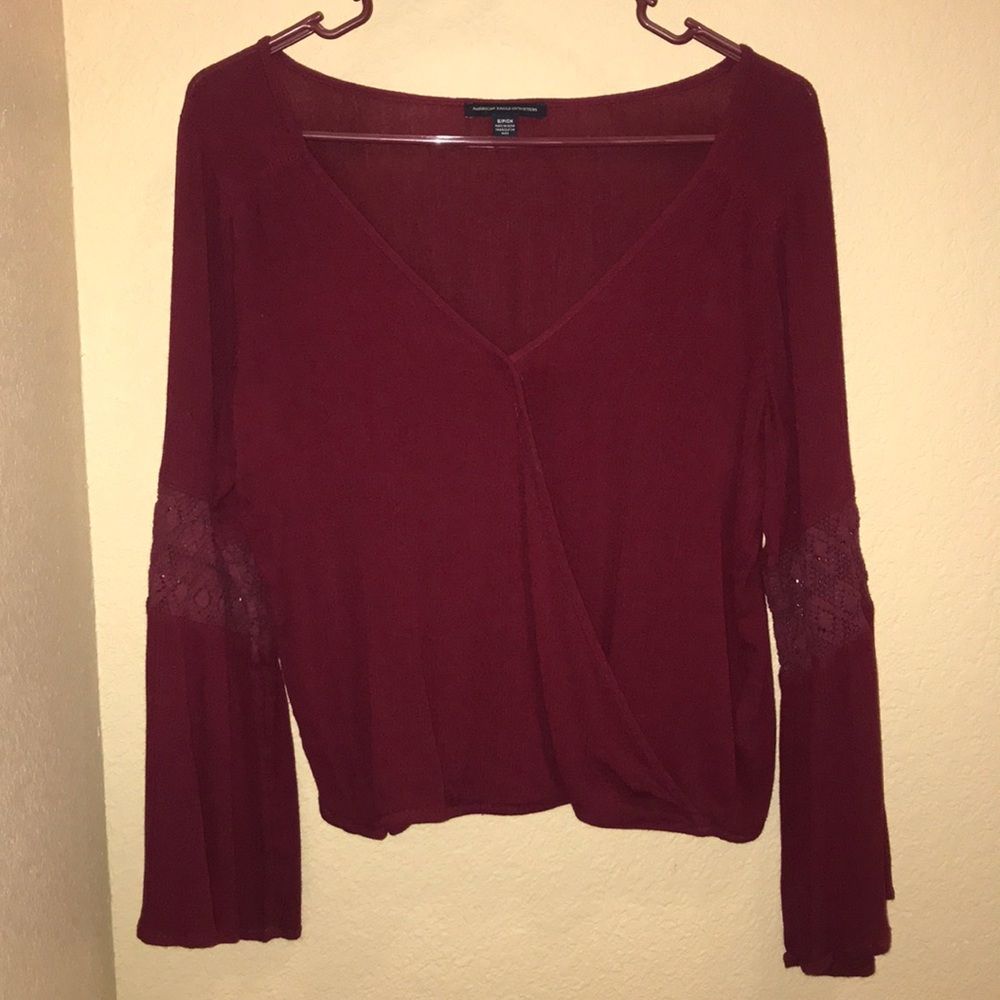 Burgundy long sleeve flow top